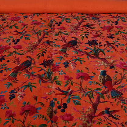 Birds of paradise orange 250 GSM Velvet Quilt