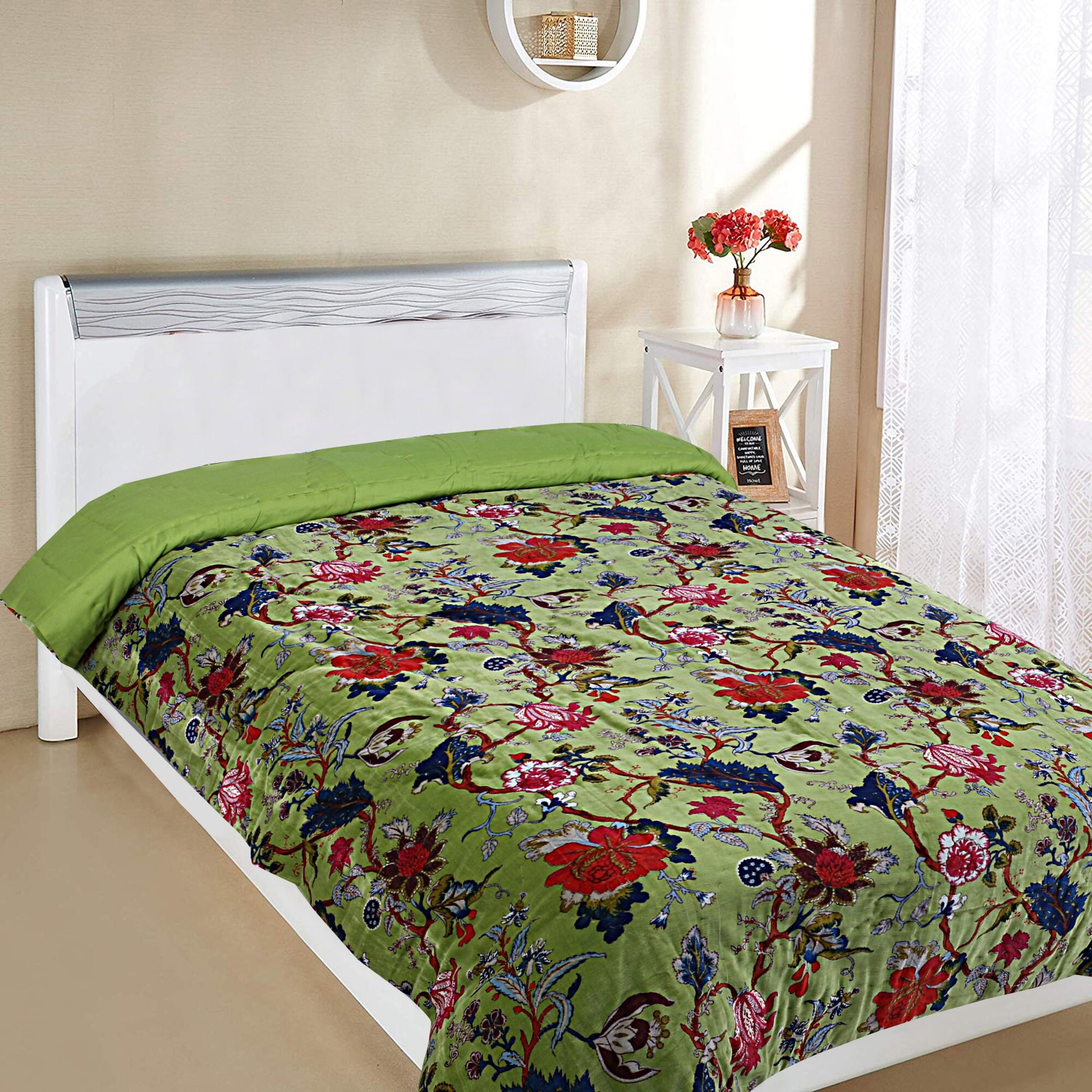 Tree of life Green 250 GSM Velvet Quilt