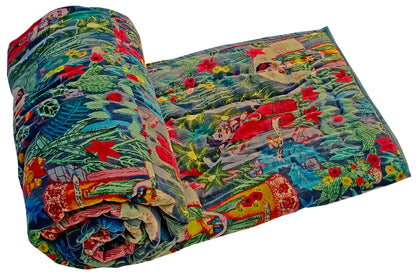Velvet Quilt Frida Kahlo Inspired- Green