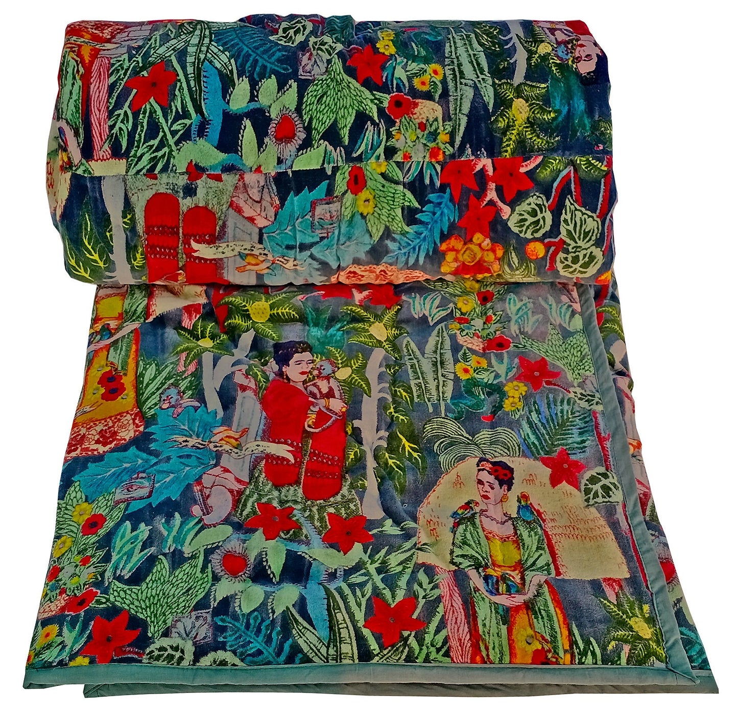 Velvet Quilt Frida Kahlo Inspired- Green