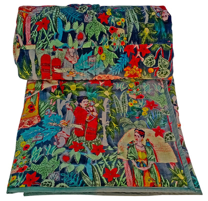 Velvet Quilt Frida Kahlo Inspired- Green