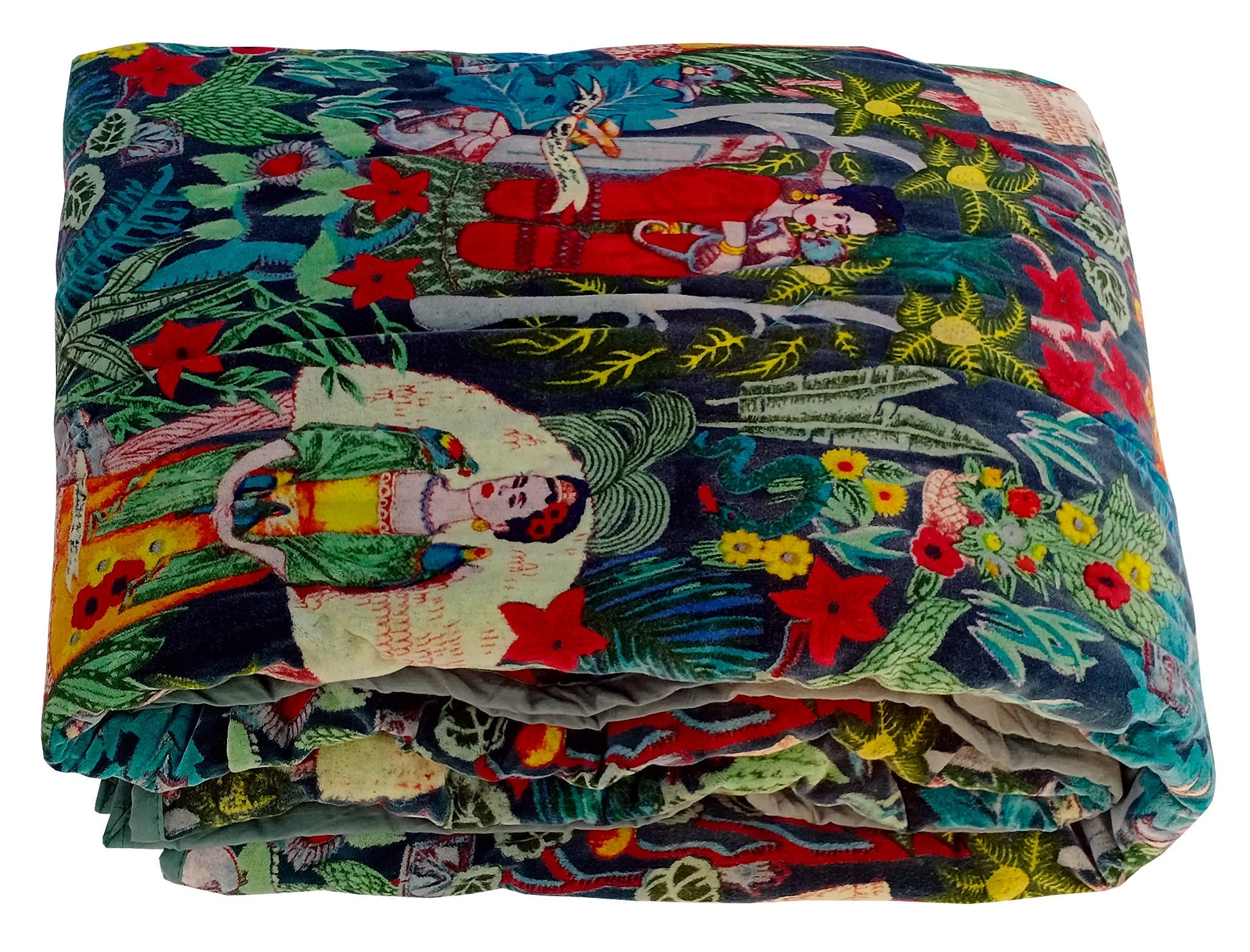 Velvet Quilt Frida Kahlo Inspired- Green