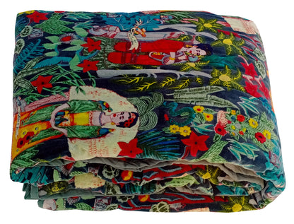 Velvet Quilt Frida Kahlo Inspired- Green