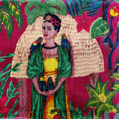 Velvet fabric Frida Kahlo for upholstery-Red - The Teal Thread