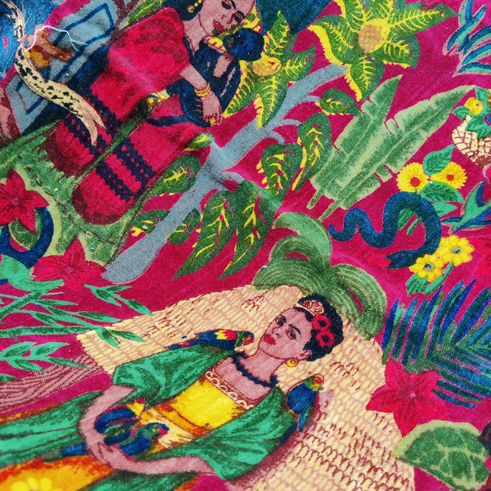Velvet fabric Frida Kahlo for upholstery-Red - The Teal Thread