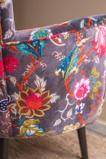 Velvet fabric for upholstery- Tree of life Grey - The Teal Thread