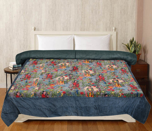 Velvet Quilt Frida Kahlo Grey Inspired with border