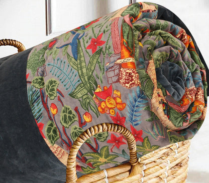 Velvet Quilt Frida Kahlo Grey Inspired with border