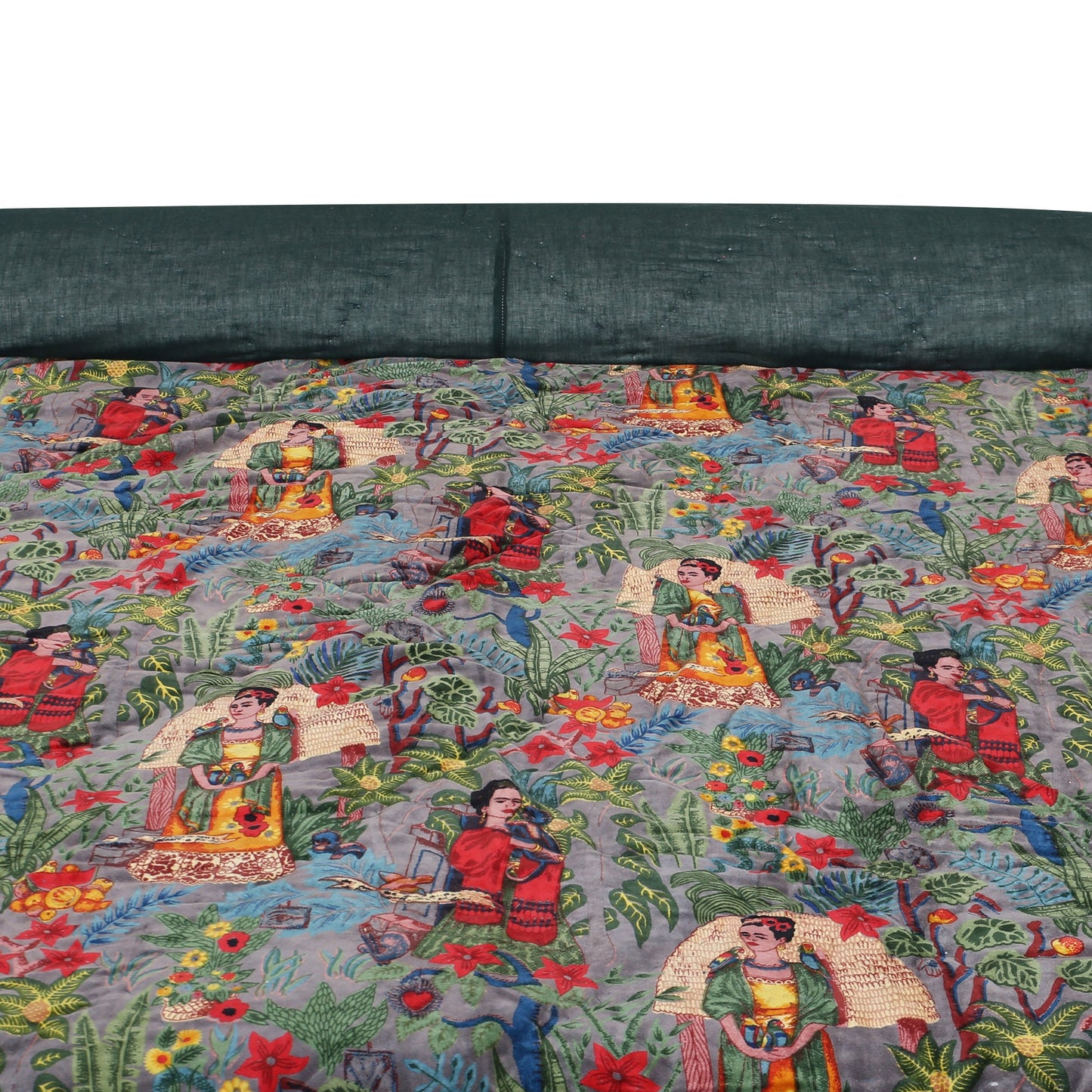 Velvet Quilt Frida Kahlo Grey Inspired with border