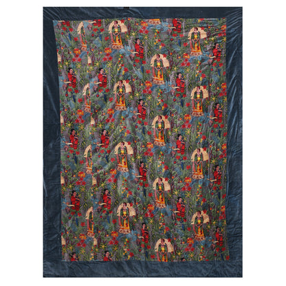 Velvet Quilt Frida Kahlo Grey Inspired with border