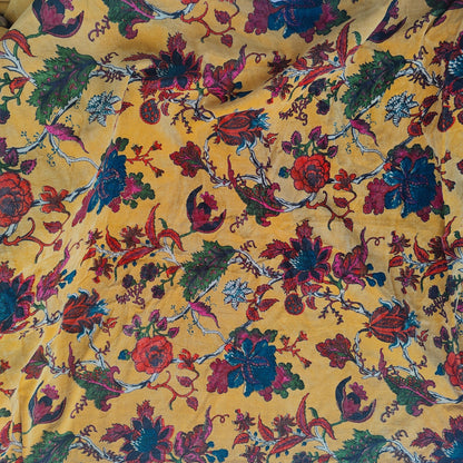 Cotton Velvet Fabric for Upholstery / DIY/ Dresses -Tree of Life Yellow