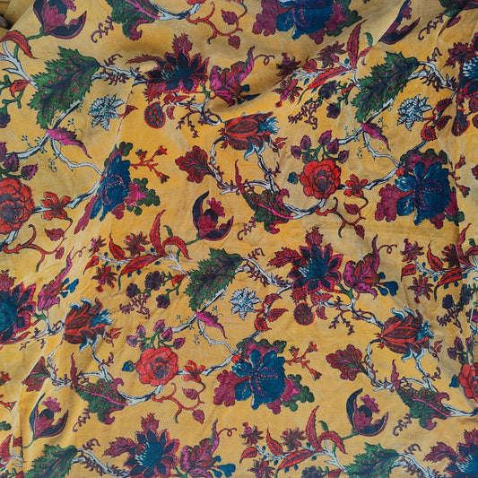 Cotton Velvet Fabric for Upholstery / DIY/ Dresses -Tree of Life Yellow