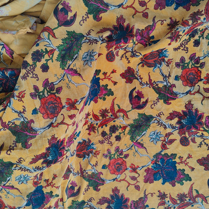 Cotton Velvet Fabric for Upholstery / DIY/ Dresses -Tree of Life Yellow