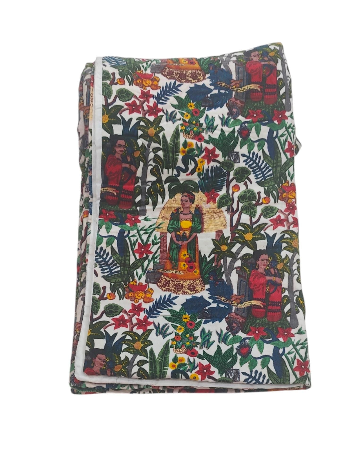 Velvet Quilt Frida Kahlo Inspired white