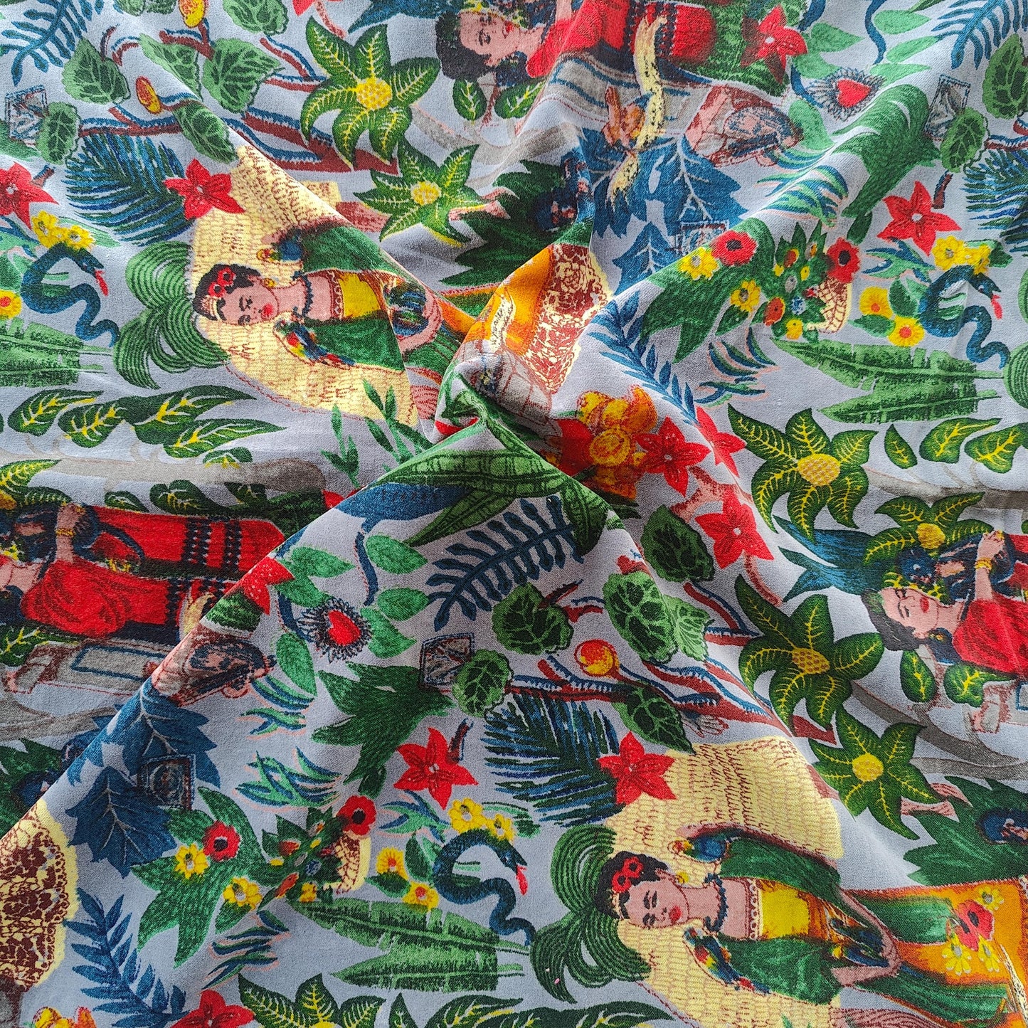 Cotton Velvet Fabric for Upholstery / DIY/ Dresses - Frida Kahlo Grey