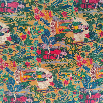 Cotton Velvet Fabric for Upholstery / DIY/ Dresses - Frida Kahlo Mustard