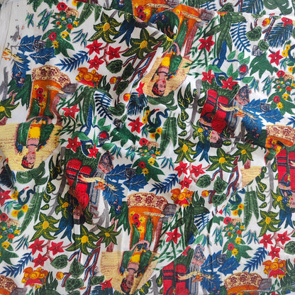 Cotton Velvet Fabric for Upholstery / DIY/ Dresses - Frida Kahlo White
