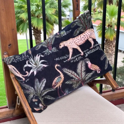 Jungle Velvet Cushion Cover/ Sham cover 30x50 cms