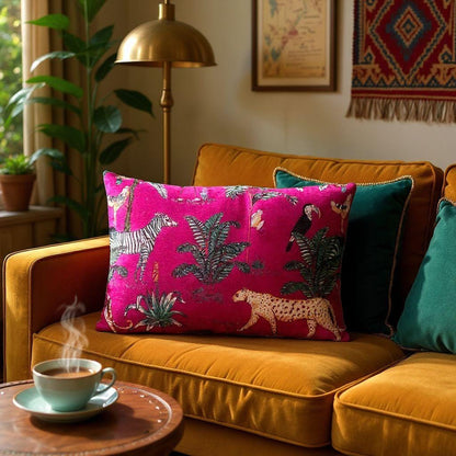 Jungle Velvet Cushion Cover/ Sham cover 30x50 cms