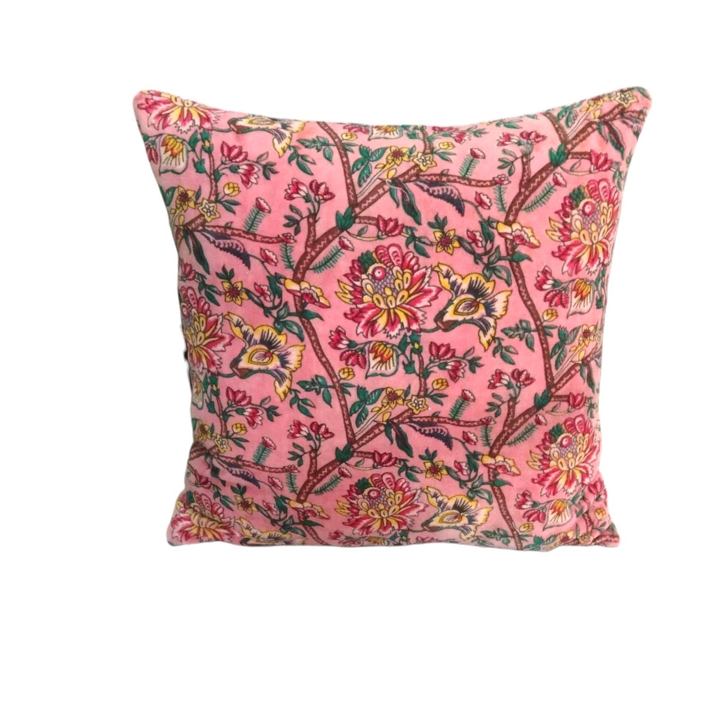 Decorative Floral Throw Pillow Cover, Pink with Botanical Print, Cotton, Square, Indoor Home Decor for Chair, Couch
