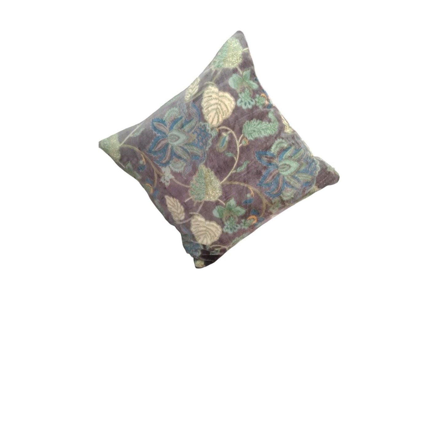 Cotton velvet 18x18 inches printed cushion cover - brown floral