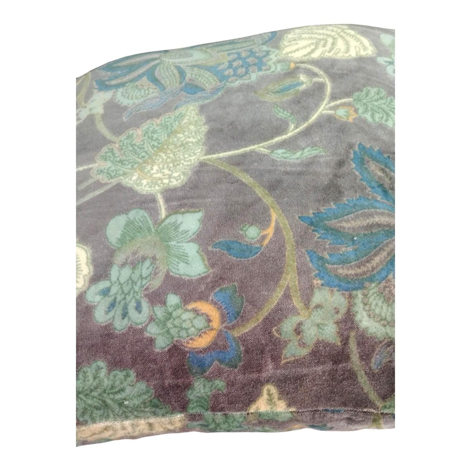 Cotton velvet 18x18 inches printed cushion cover - brown floral