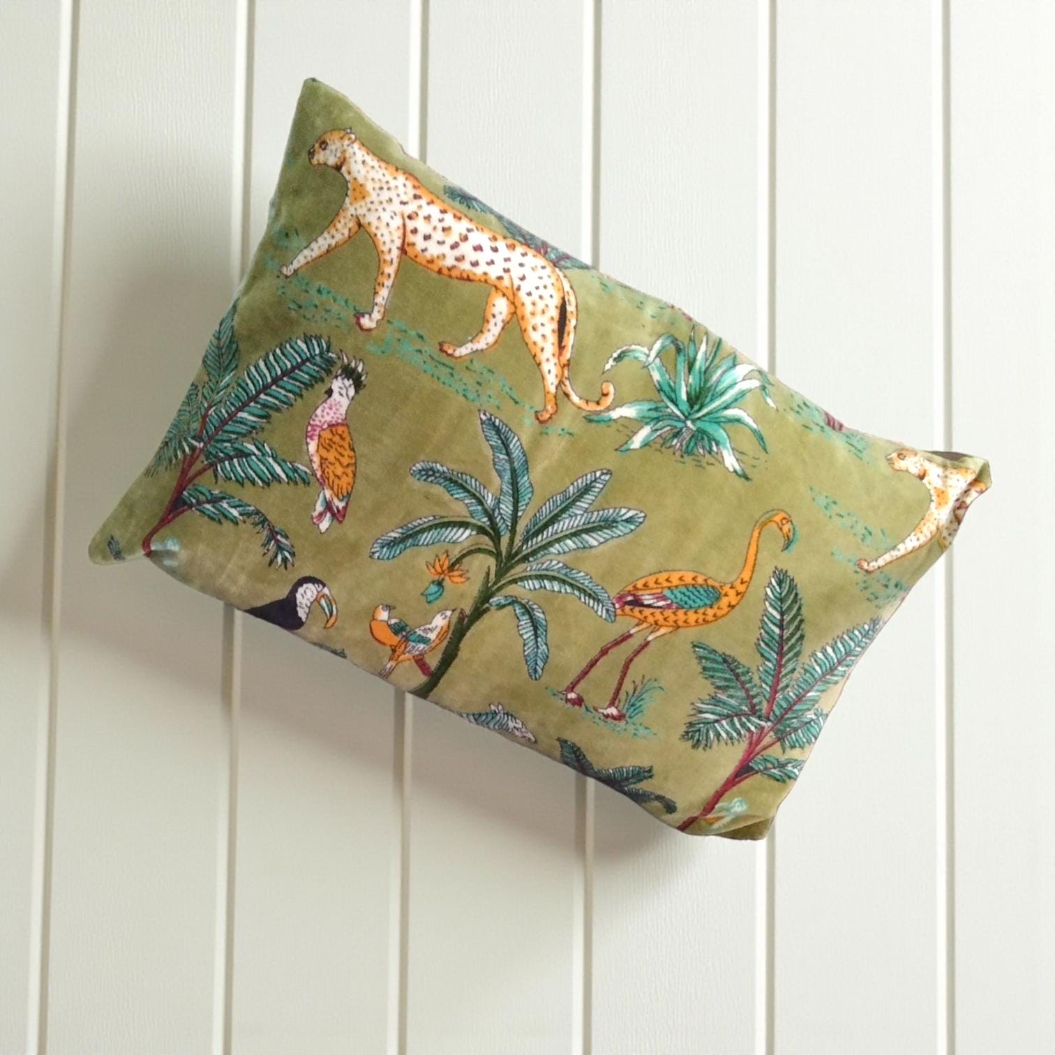 Jungle Velvet Cushion Cover/ Sham cover 30x50 cms