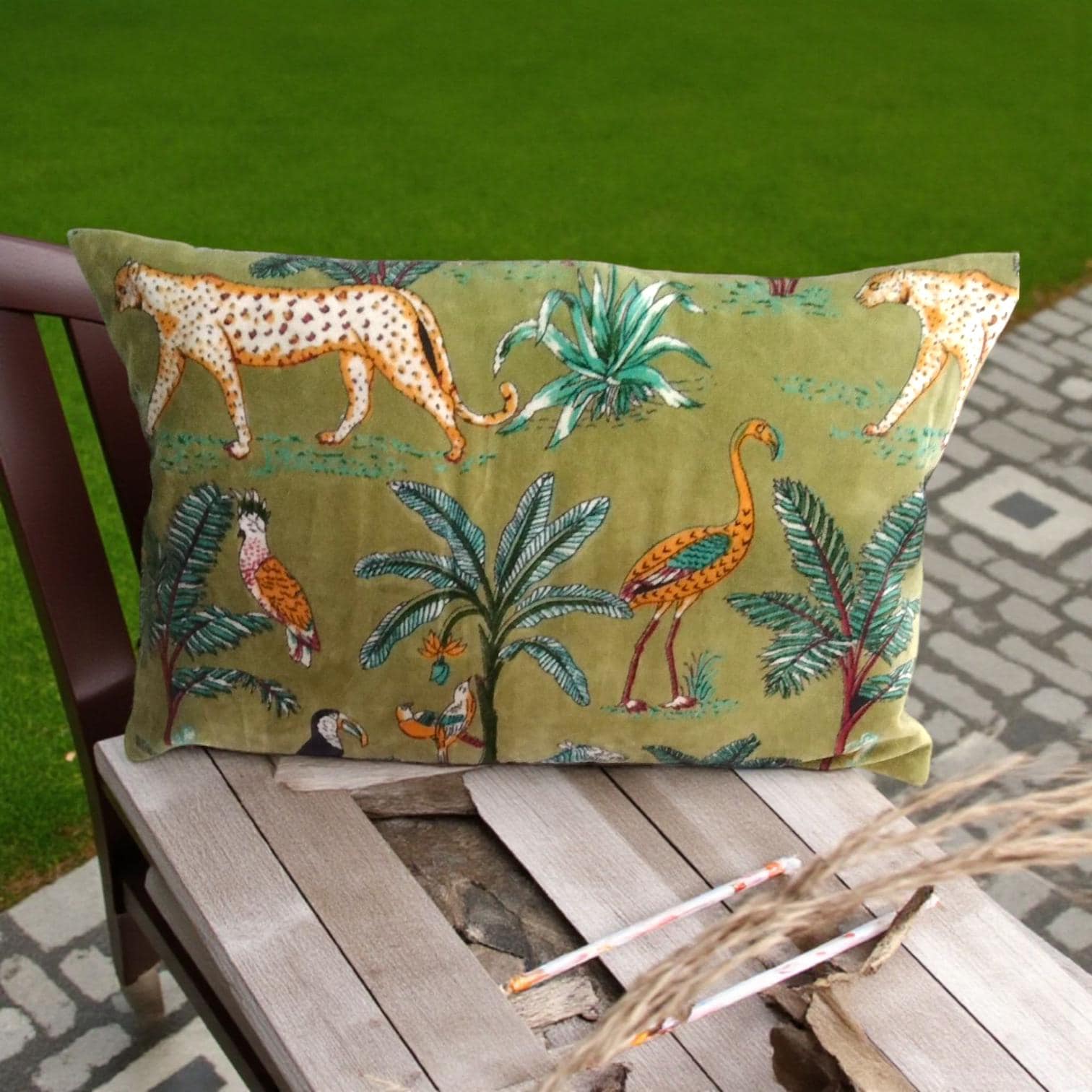 Jungle Velvet Cushion Cover/ Sham cover 30x50 cms