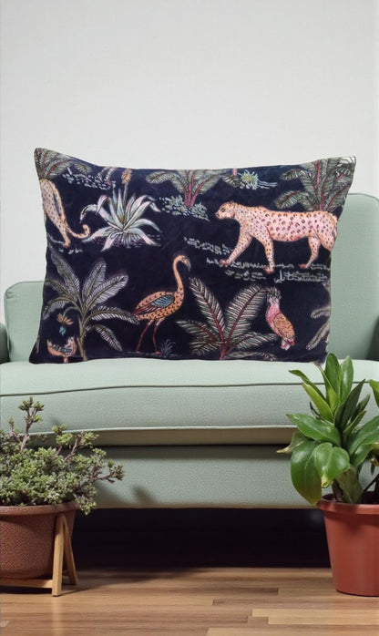 Jungle Velvet Cushion Cover/ Sham cover 30x50 cms