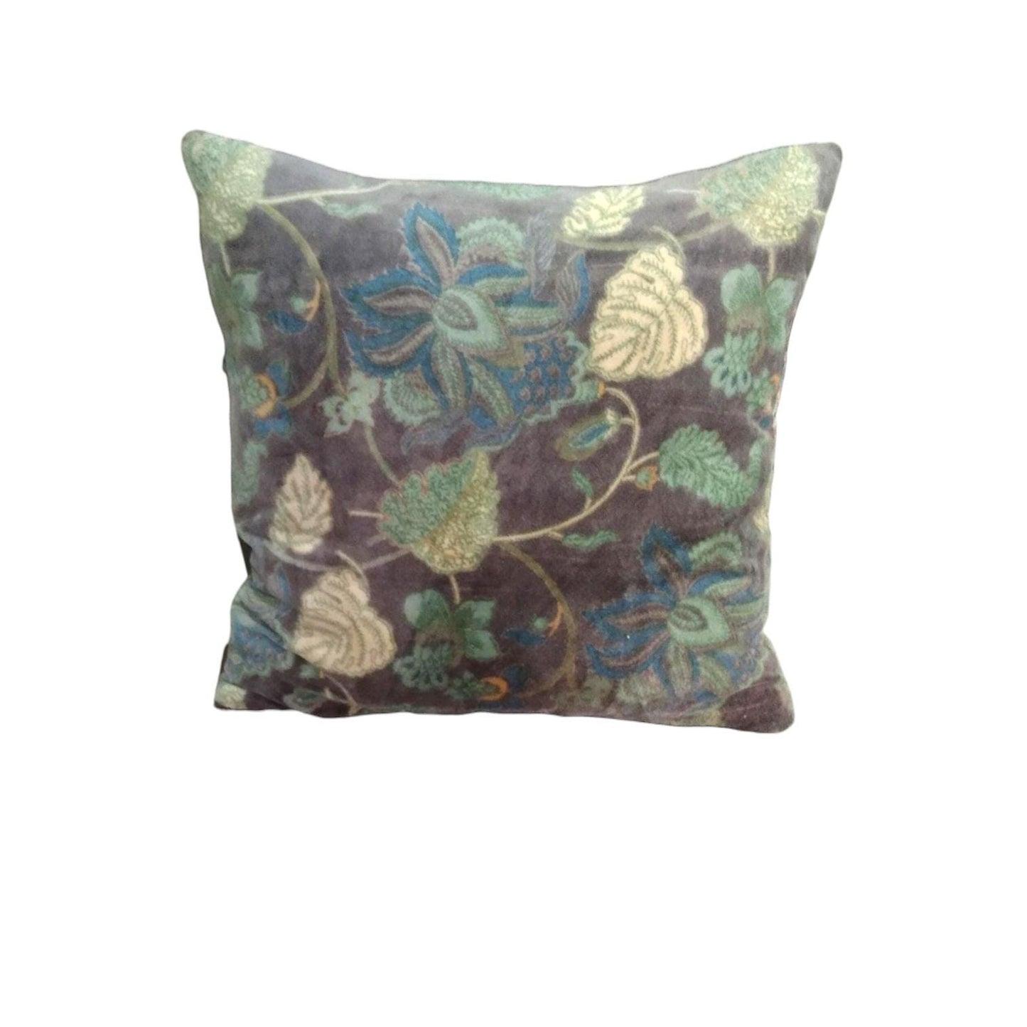 Cotton velvet 18x18 inches printed cushion cover - brown floral