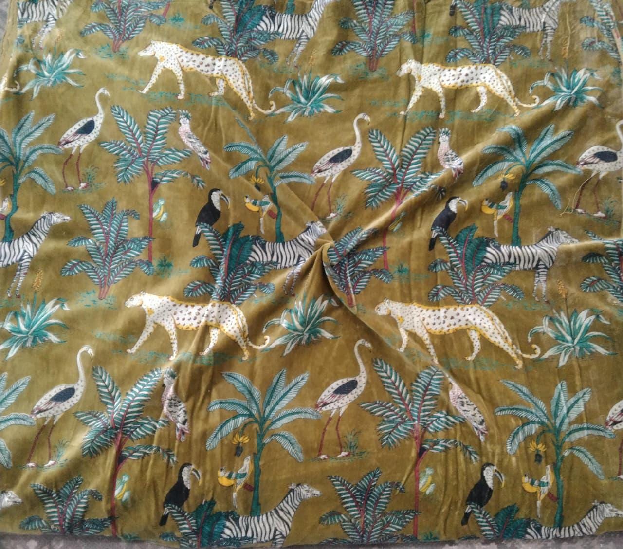 Jungle Print Velvet Fabric for Upholstery