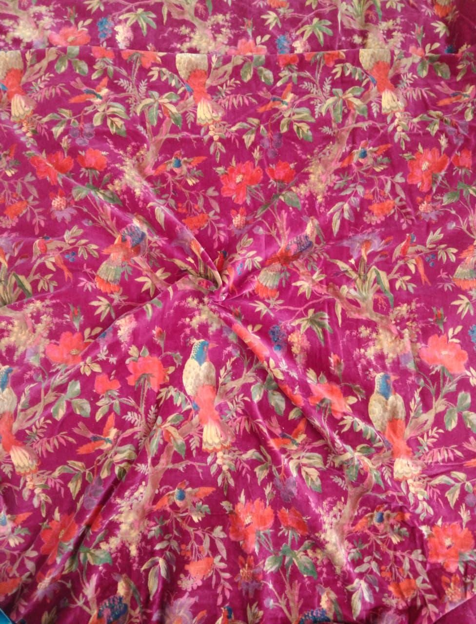 Cotton Velvet Fabric for Upholstery / DIY/ Robe -Birds of Paradise