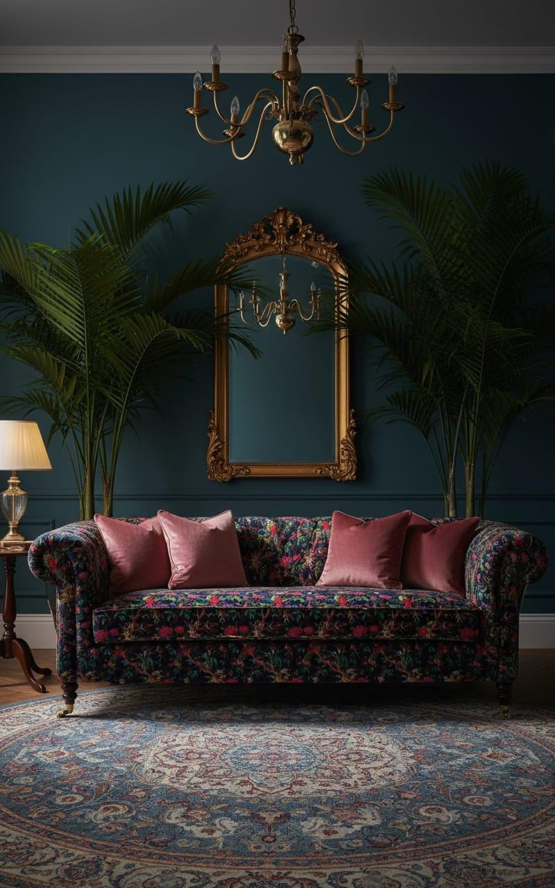 Birds of Paradise Velvet fabric for upholstery-Navy Blue