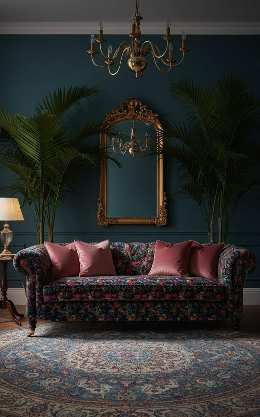 Birds of Paradise Velvet fabric for upholstery-Navy Blue