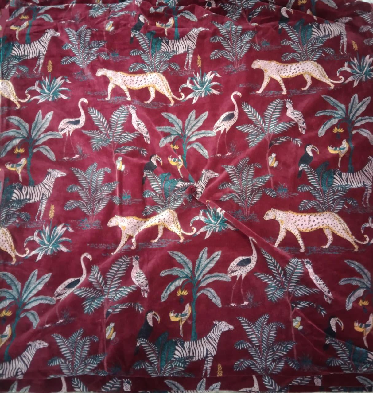 Limited time holiday sale Jungle Print Velvet Fabric for Upholstery