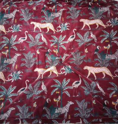Jungle Print Velvet Fabric for Upholstery
