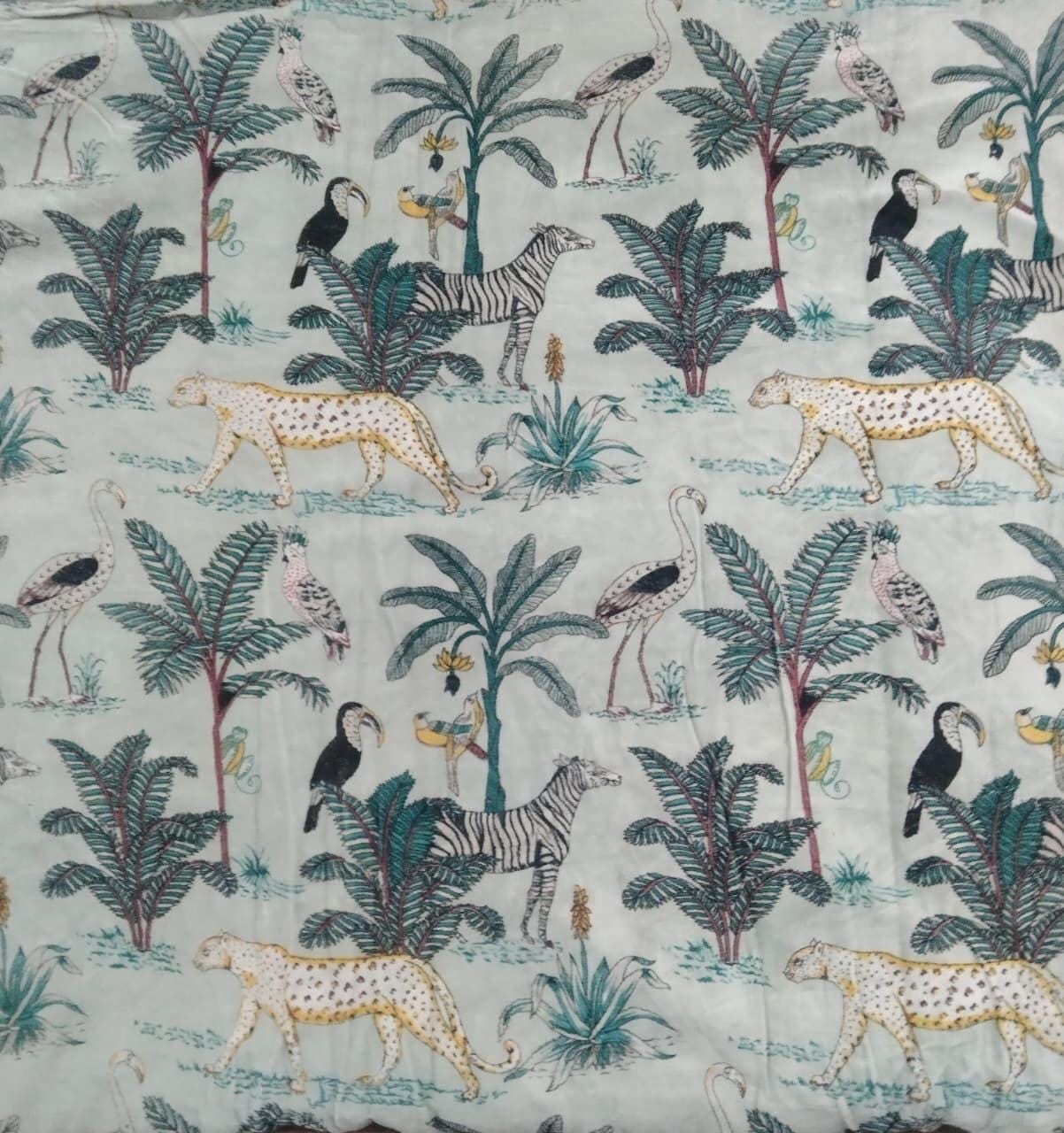 Jungle Print Velvet Fabric for Upholstery