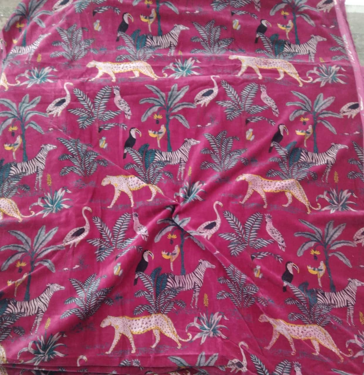 Jungle Print Velvet Fabric for Upholstery