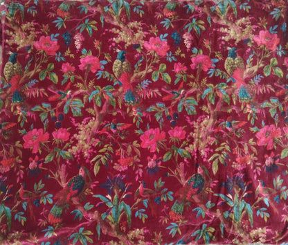 Cotton Velvet Fabric for Upholstery / DIY/ Robe -Birds of Paradise