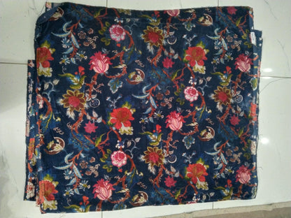 Cotton Velvet Fabric for Upholstery / DIY/ Dresses - Tree of Life Blue