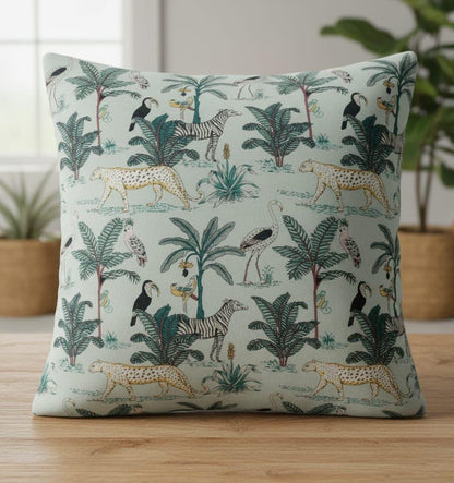limited time holiday sale Jungle Velvet Cushion Cover- Aqua