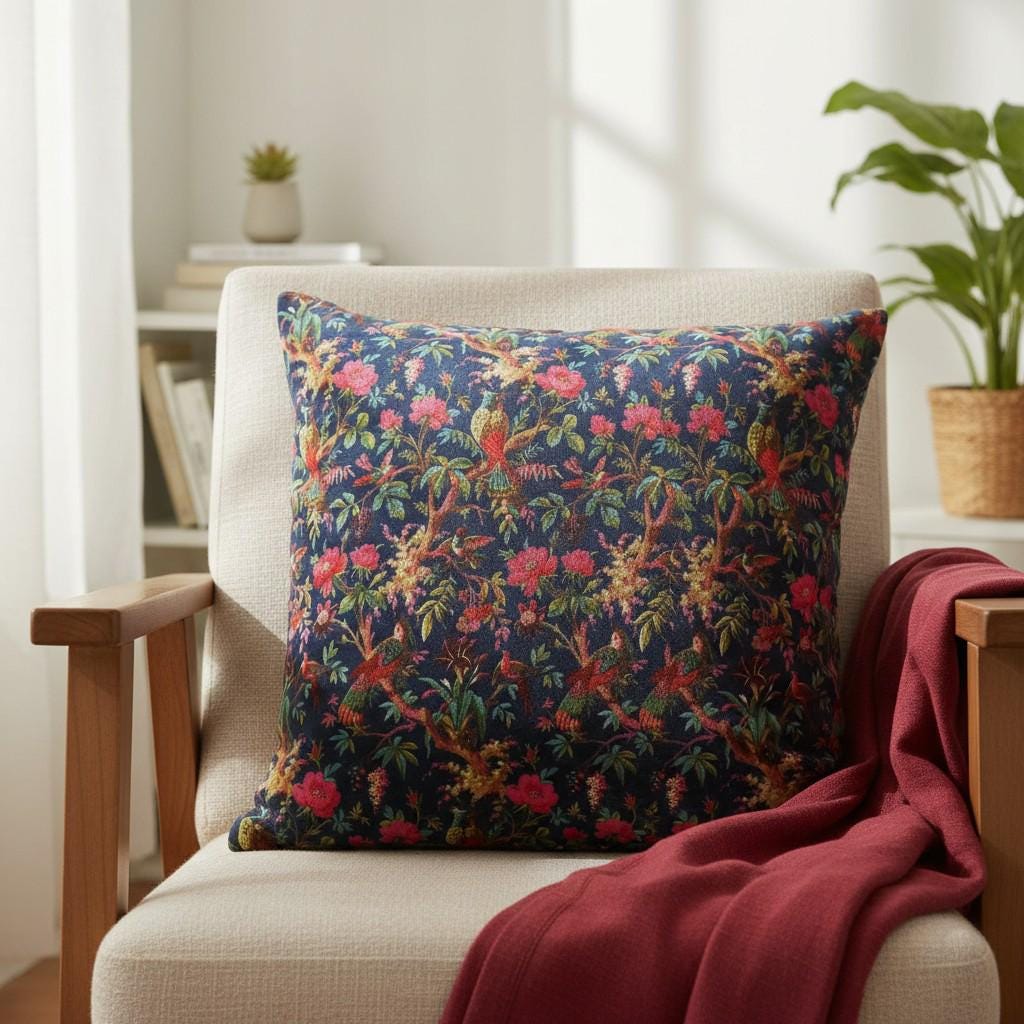 limited time holiday sale Birds of Paradise Velvet Cushion Cover- Navy Blue OFMD