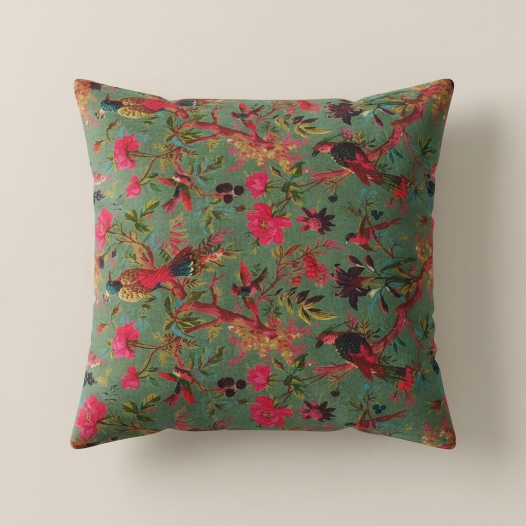 limited time holiday sale Birds of Paradise Velvet Cushion Cover- green OFMD