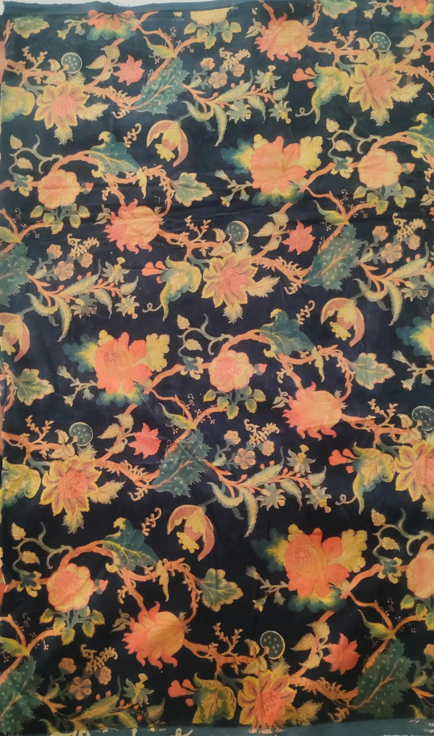 Cotton Velvet Fabric for Upholstery / DIY/ Dresses - Tree of Life Greenish Blue