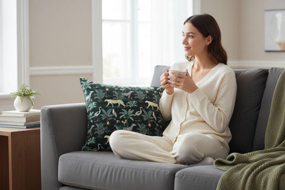 limited time holiday sale Jungle Velvet Cushion Cover- Black