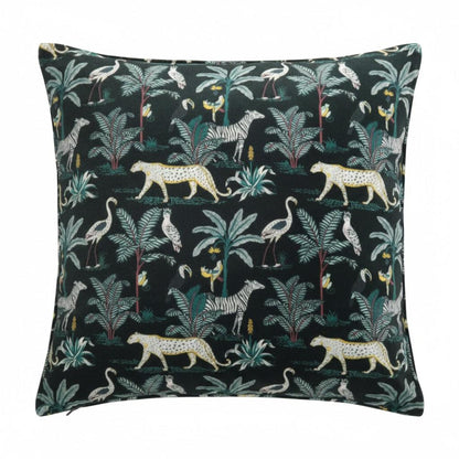 limited time holiday sale Jungle Velvet Cushion Cover- Black