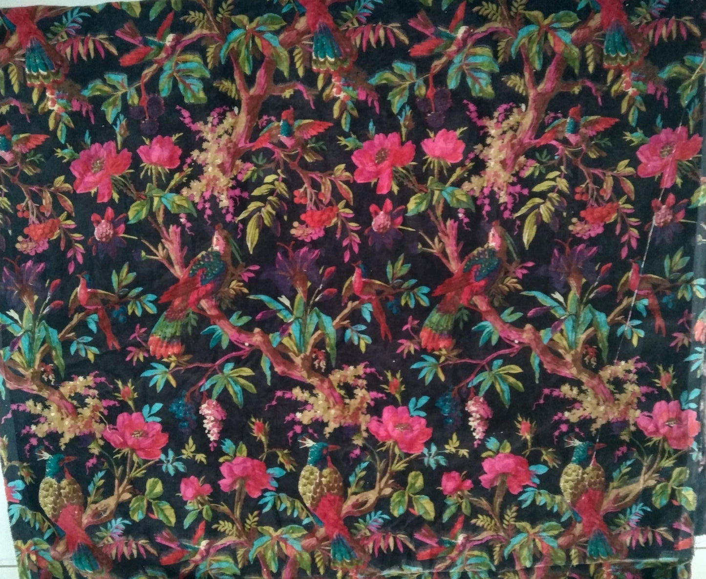 Birds of Paradise Velvet fabric for upholstery-Dusty Pink