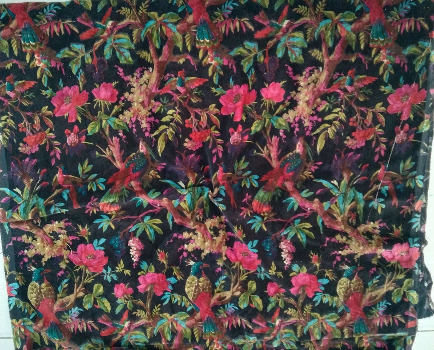 Birds of Paradise Velvet fabric for upholstery-Dusty Pink