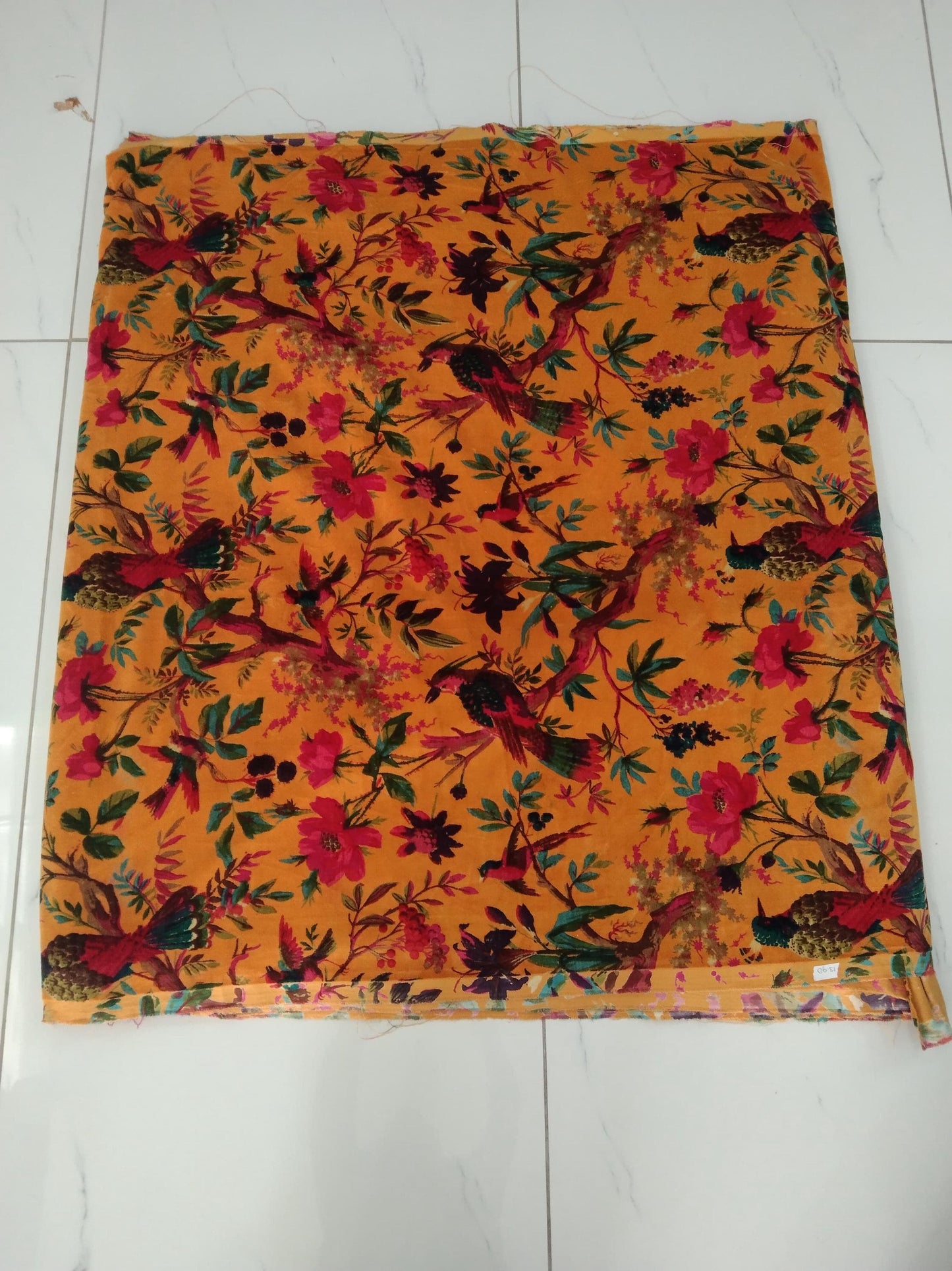 Limited time holiday sale Birds Of Paradise Velvet fabric for upholstery- Mustard