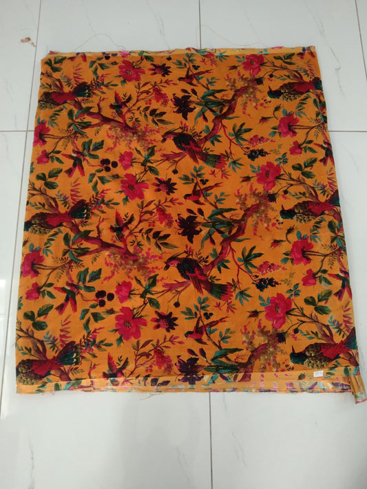 Limited time holiday sale Birds Of Paradise Velvet fabric for upholstery- Mustard